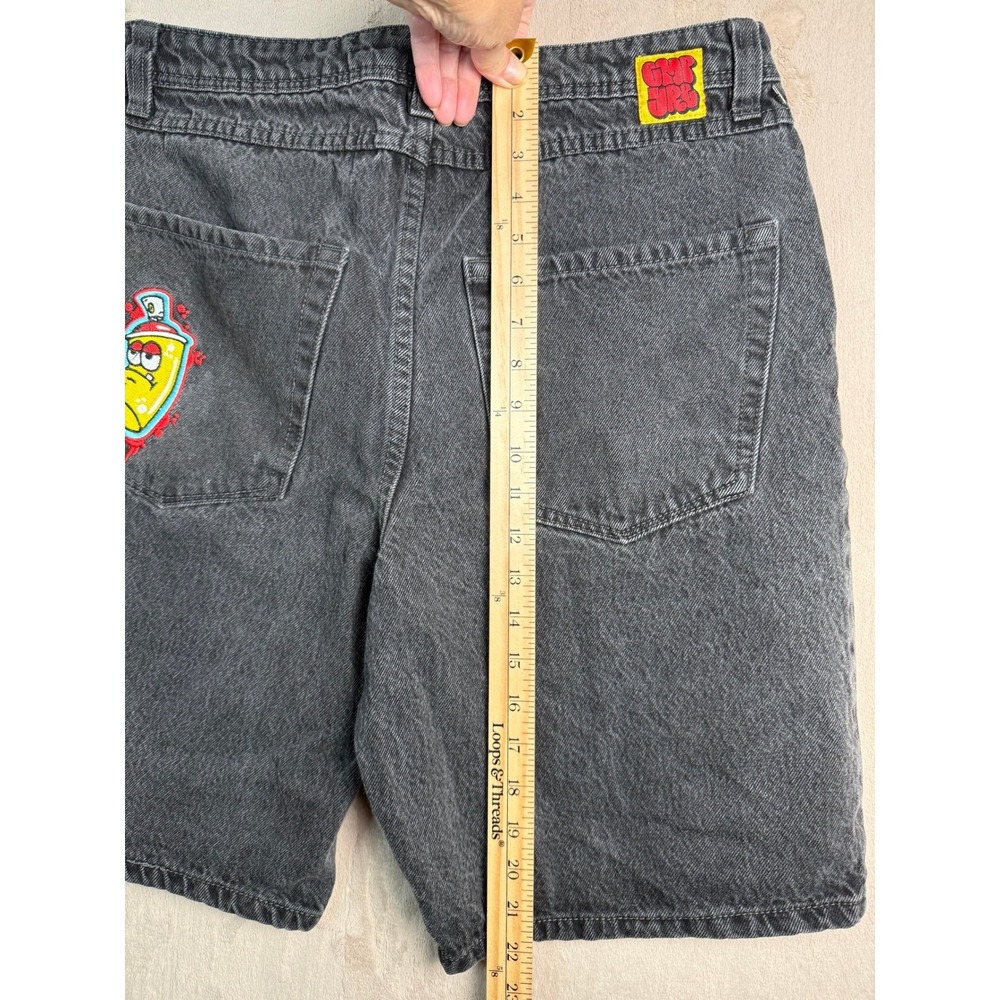 Empyre Schmutz Graffiti Spray Can Denim Shorts Great Mens 32 Black Embroidered - Picture 6 of 8